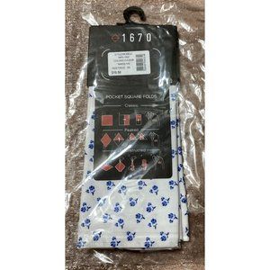 1670 Blue/White Floral Pocket Square NWT